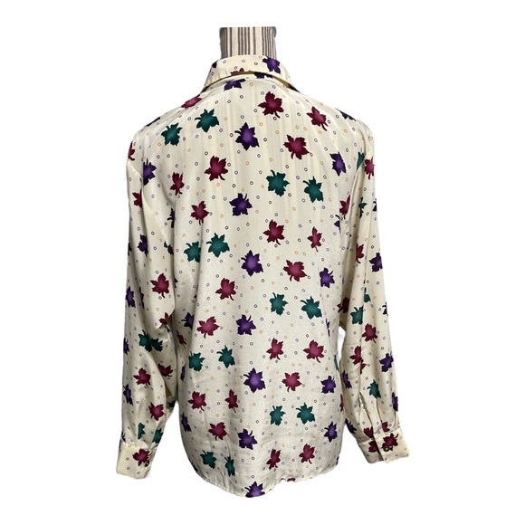 Vintage shirt fall maple leave long sleeve button top blouse size 12 - Picture 3 of 15
